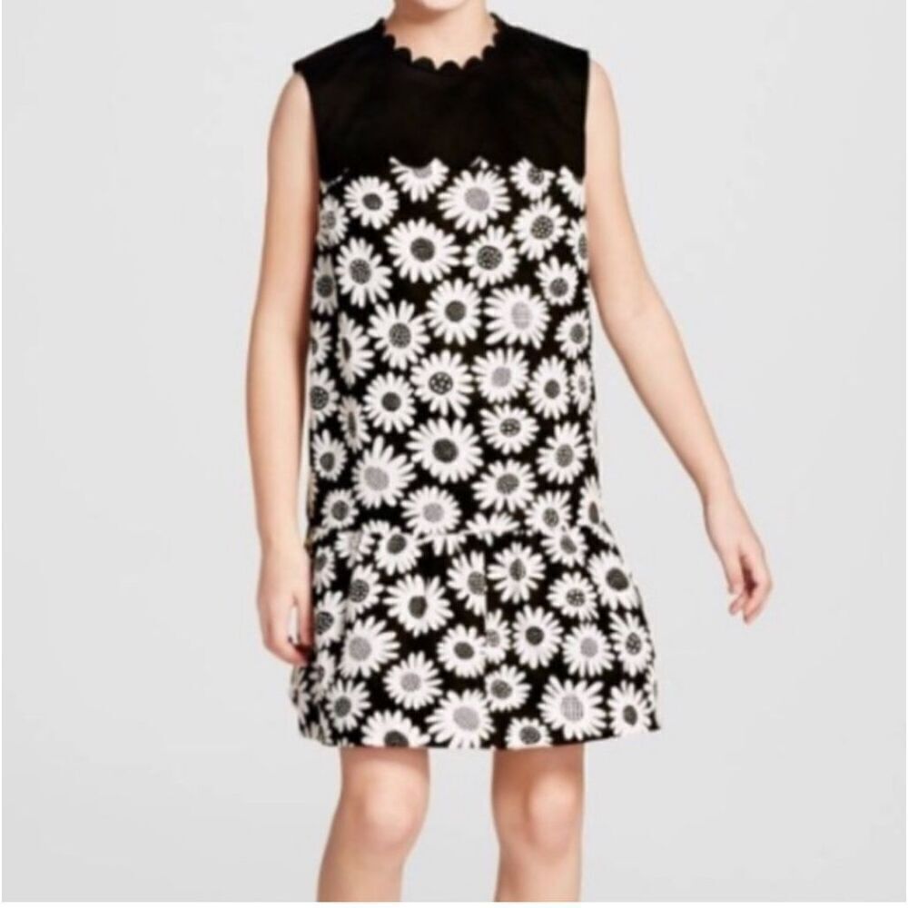 Victoria Beckham x Target Girls Floral Dress XL Black White Sleeveless Cotton
